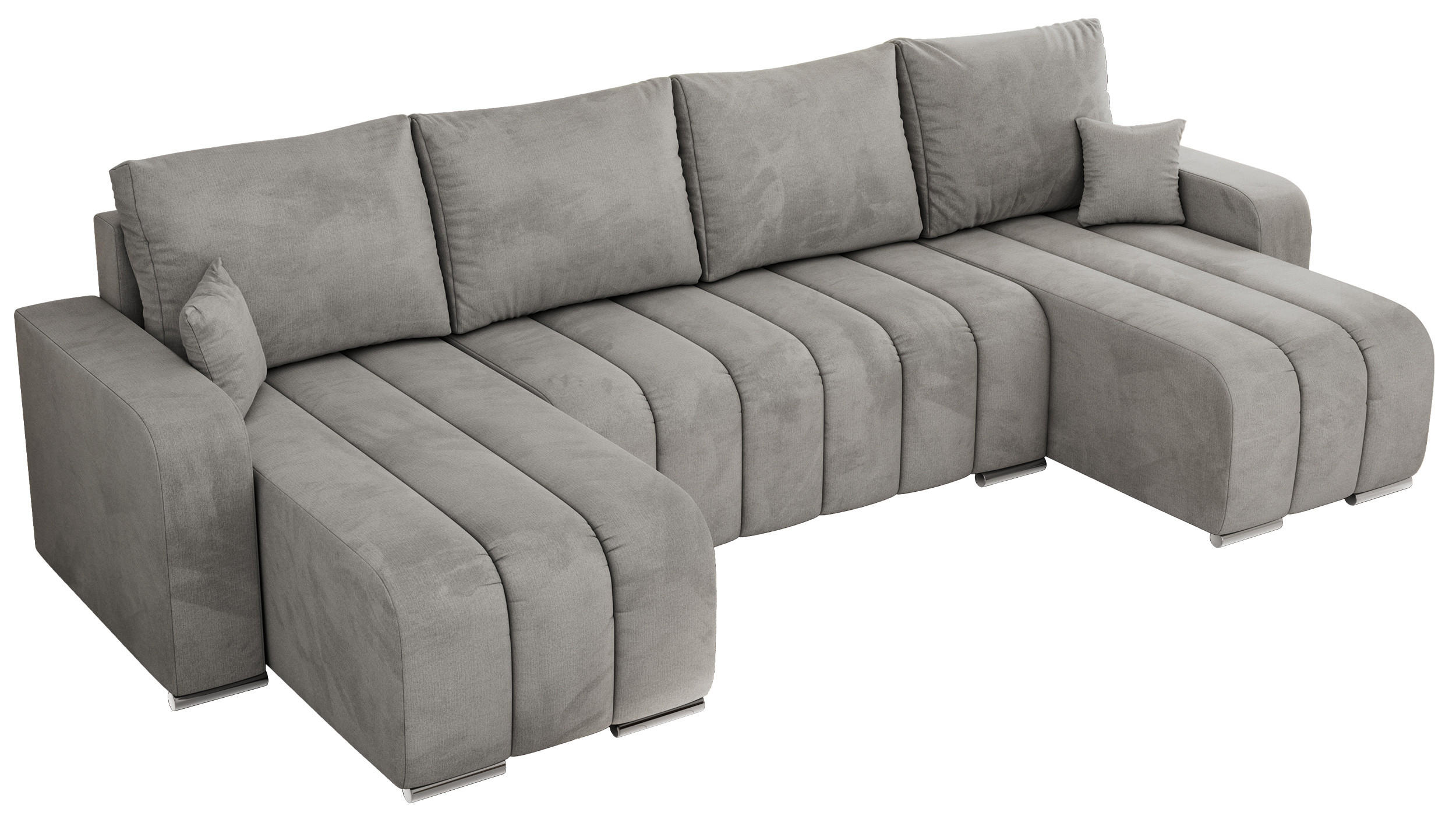WOHNLANDSCHAFT KIRASSO U Hellgrau Velvet - Hellgrau/Grau, Textil/Metall (320/86/147cm) - MKS