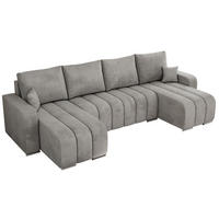 WOHNLANDSCHAFT KIRASSO U Hellgrau Velvet - Hellgrau/Grau, Textil/Metall (320/86/147cm) - MKS