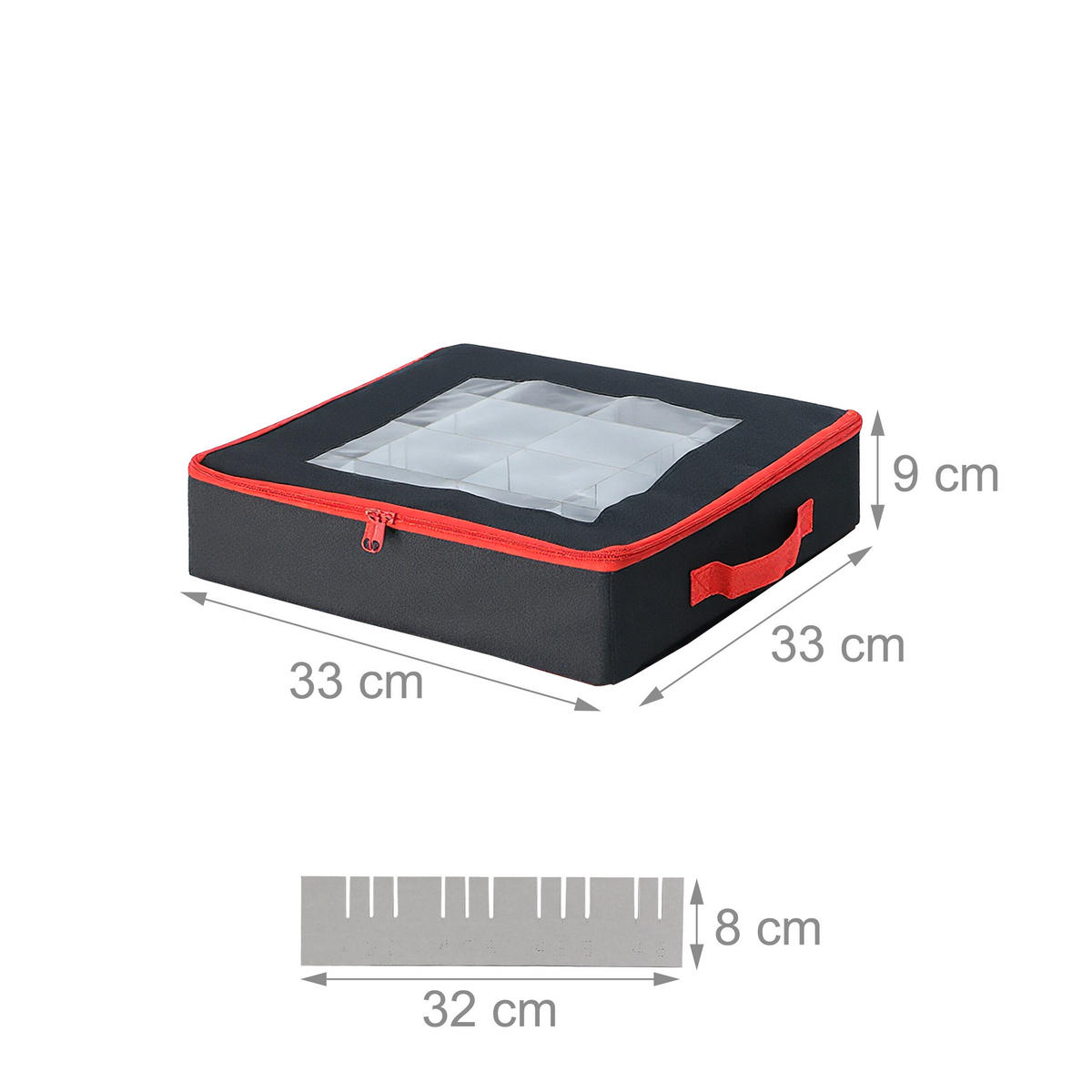 4XWEIHNACHTSKUGEL-AUFBEWAHRUNGSBOX - Schwarz, Wellpappe/Kunststoff (33/9/33cm) - Relaxdays