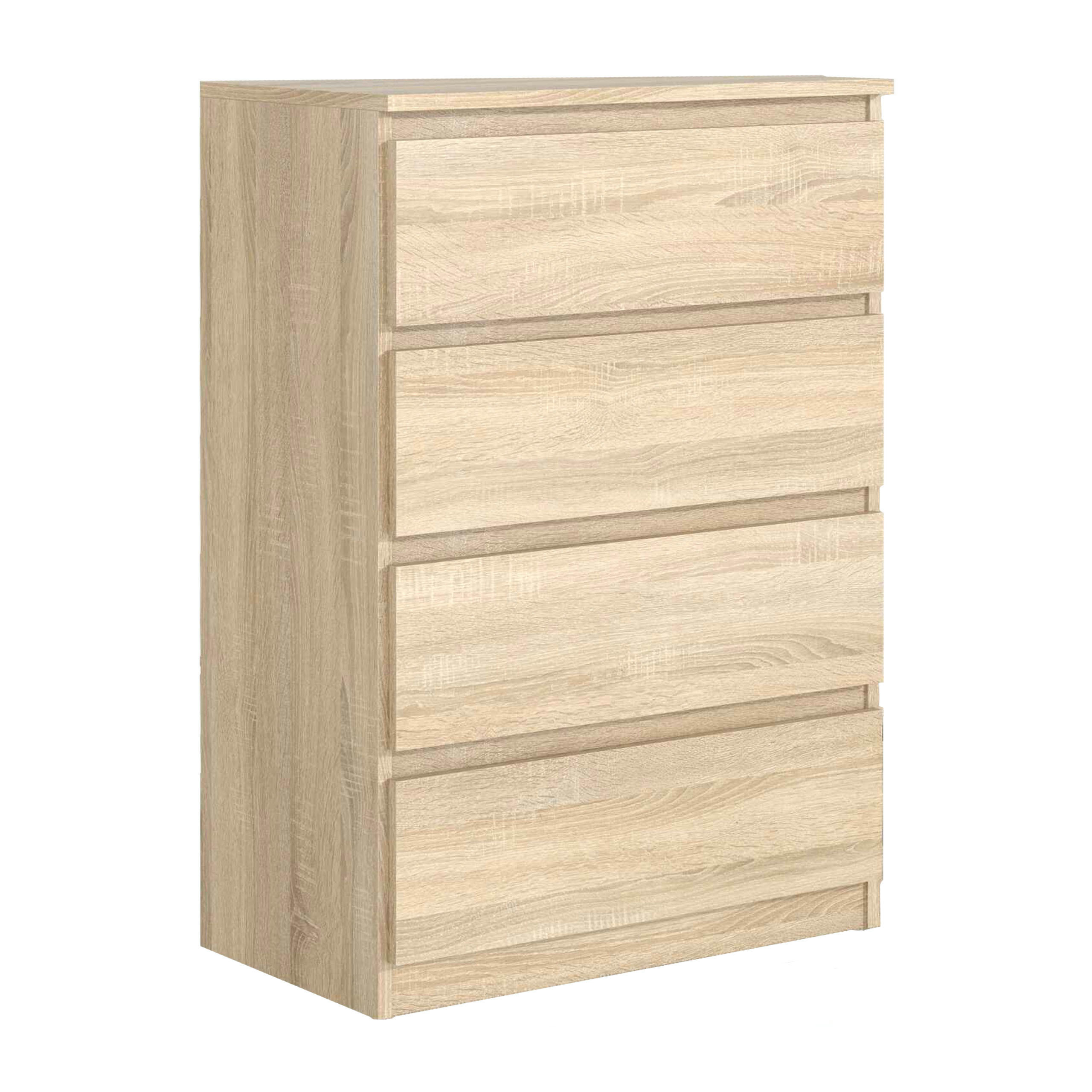 KOMODA NUDO, 70/102/39 cm se 4 zásuvkami a dvířky, dub Sonoma - Sonoma dub, kompozitní dřevo (70/102/39cm) - MASSENO