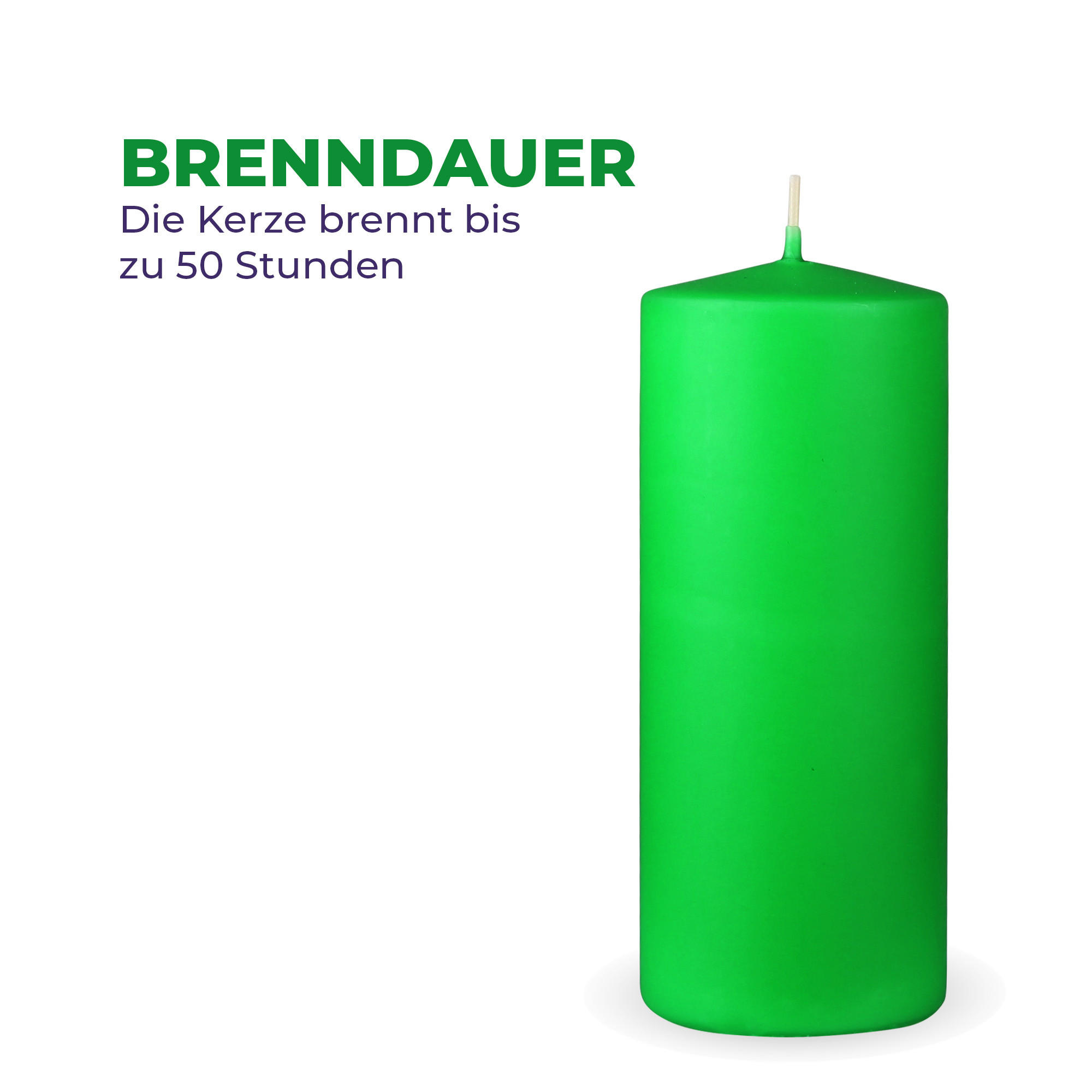 STUMPENKERZEN "Hellgrün", Größe Ø7cm x Höhe: 16 cm - Hellgrün, Naturmaterialien (7/16cm) - HS Candle