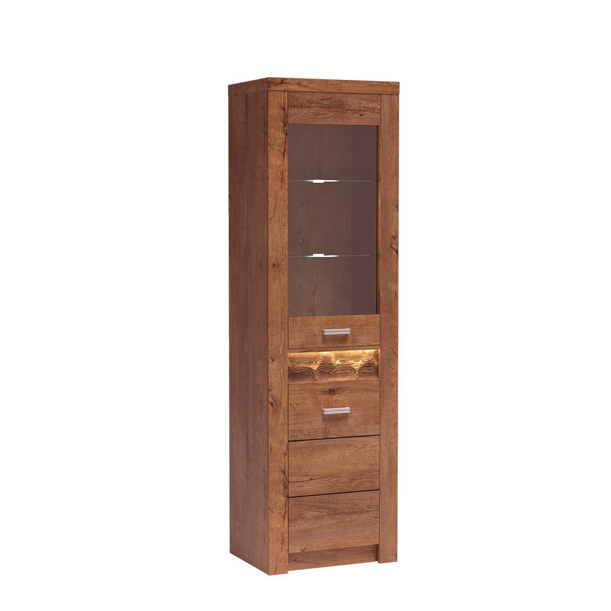 VITRINE Indianapolis I-4 56 x 192 x 42 cm Esche hell - Braun, Holzwerkstoff/Metall (56/192/42cm) - Koseto