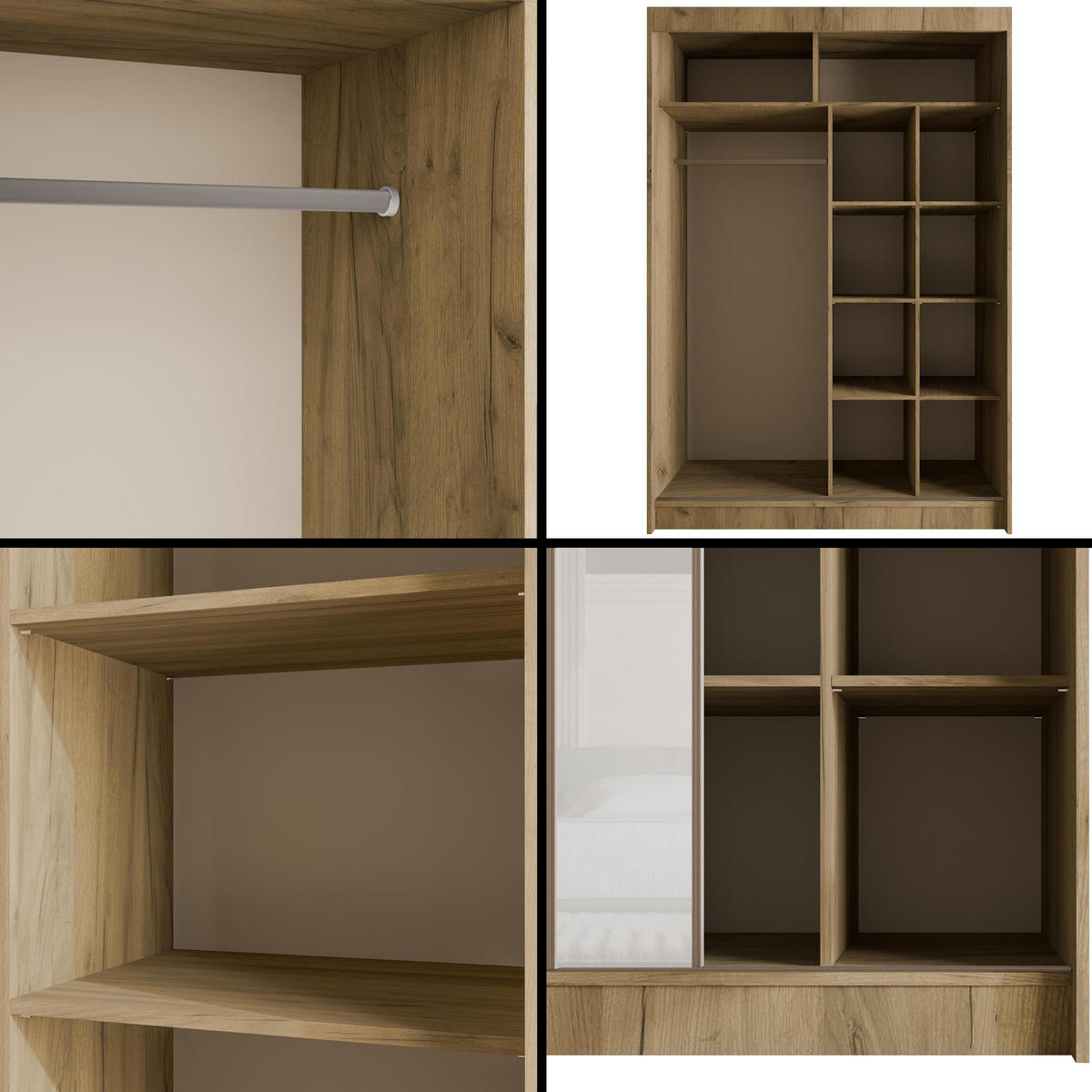 KLEIDERSCHRANK VESLI - 150 cm - Braun|Weiß - Braun/Weiß, Holzwerkstoff (150/215/61cm) - ALTDECOR
