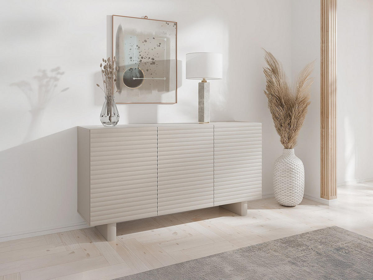 SIDEBOARD mit 3 Türen - MDF - Beige - LUDIMA - Beige, Holz (150/81.3/41.8cm) - Vente-Unique