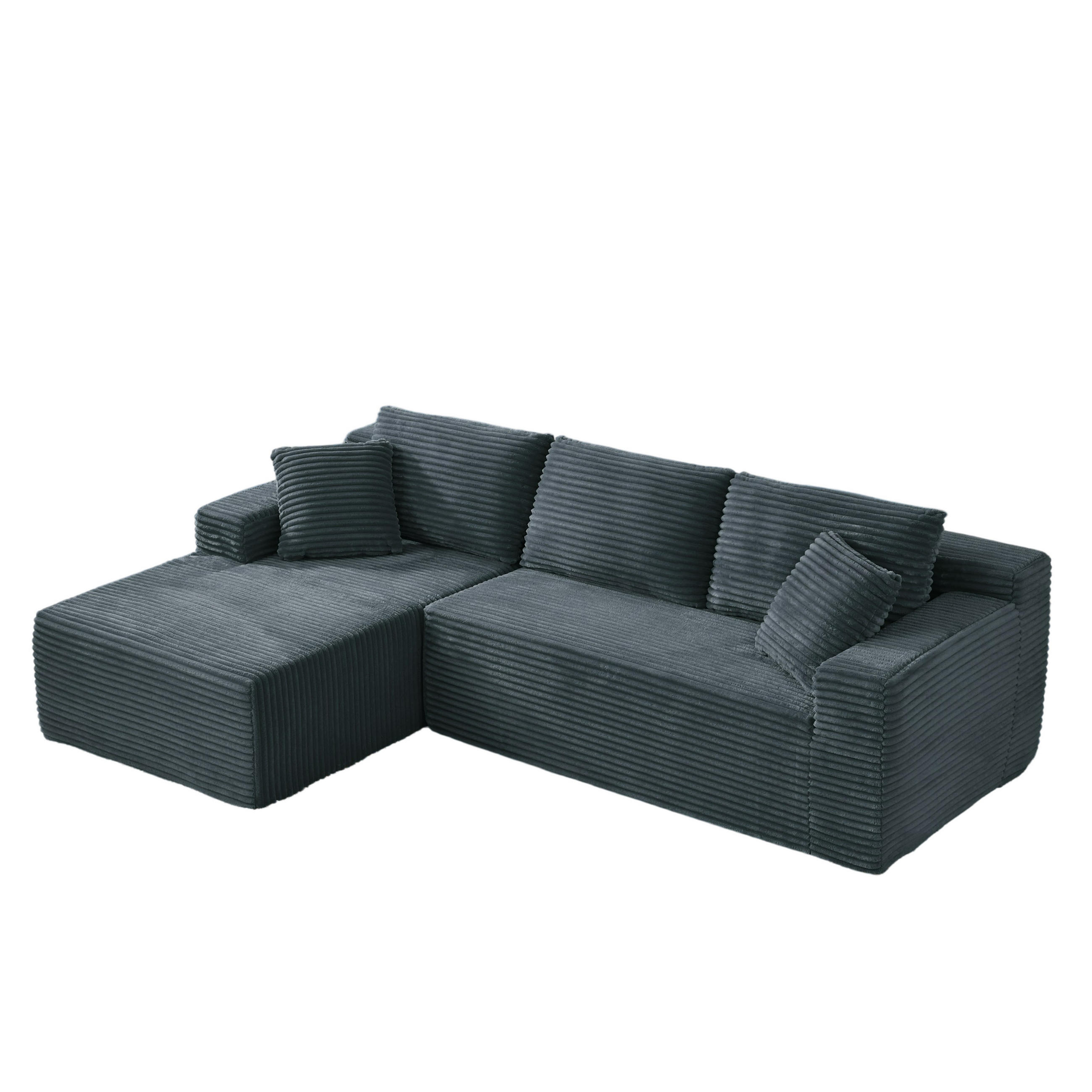 ECKSOFA DE-34926 L-Form mit Chaise links Dunkelgrau - Dunkelgrau, Textil (163/252.5cm) - ComfortXL