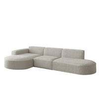 ECKSOFA Designer L-Form MODENA Stoff Loop Perle Links - Champagner, Holz (165/296cm) - Kaiser Möbel