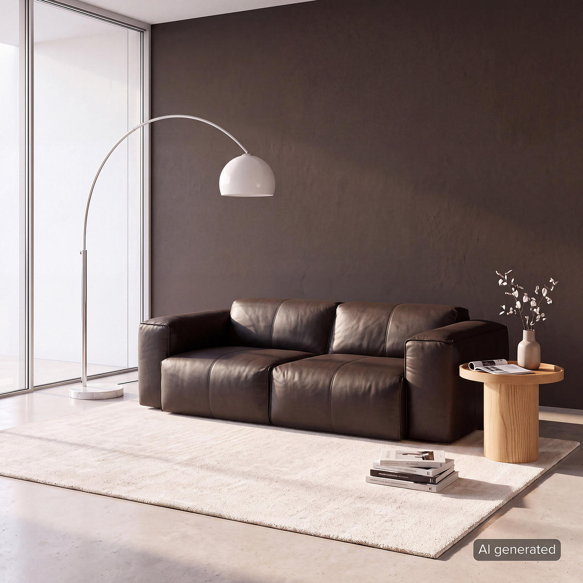 2-SITZER SOFA - Dunkelbraun/Schwarz, Leder/Kunststoff (220/71/102cm) - home24