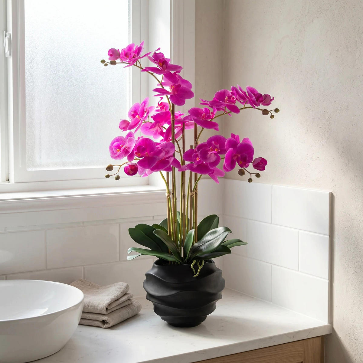 KUNSTBLUME Künstliche Orchidee - Li 67 cm - Lila, Kunststoff (66cm) - aplanta