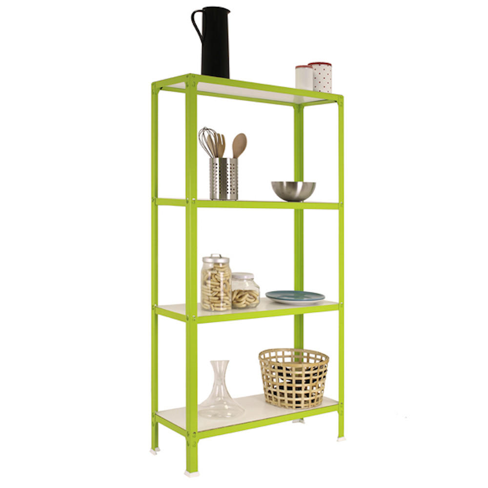 WOHNREGAL Living Koala Wood mit 4 Fachböden HxBxT 160 x 80 x 30 cm Grün/Weiß - Grün, Metall (80/160/30cm) - PROREGAL