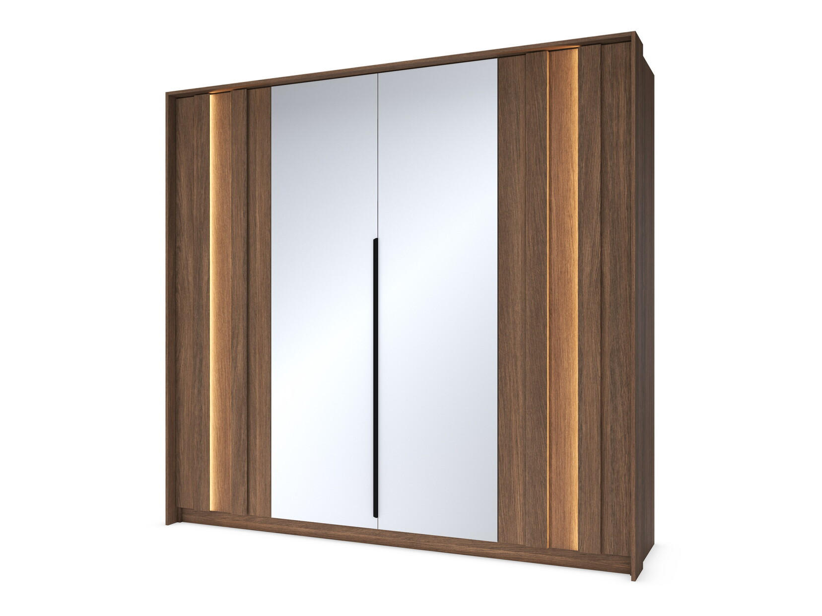 DREHTÜRENSCHRANK mit Spiegel Resta, 223 cm, 4 Türen, Eiche Dunin - Eichefarben, Holz (223/210/60cm) - Emporius