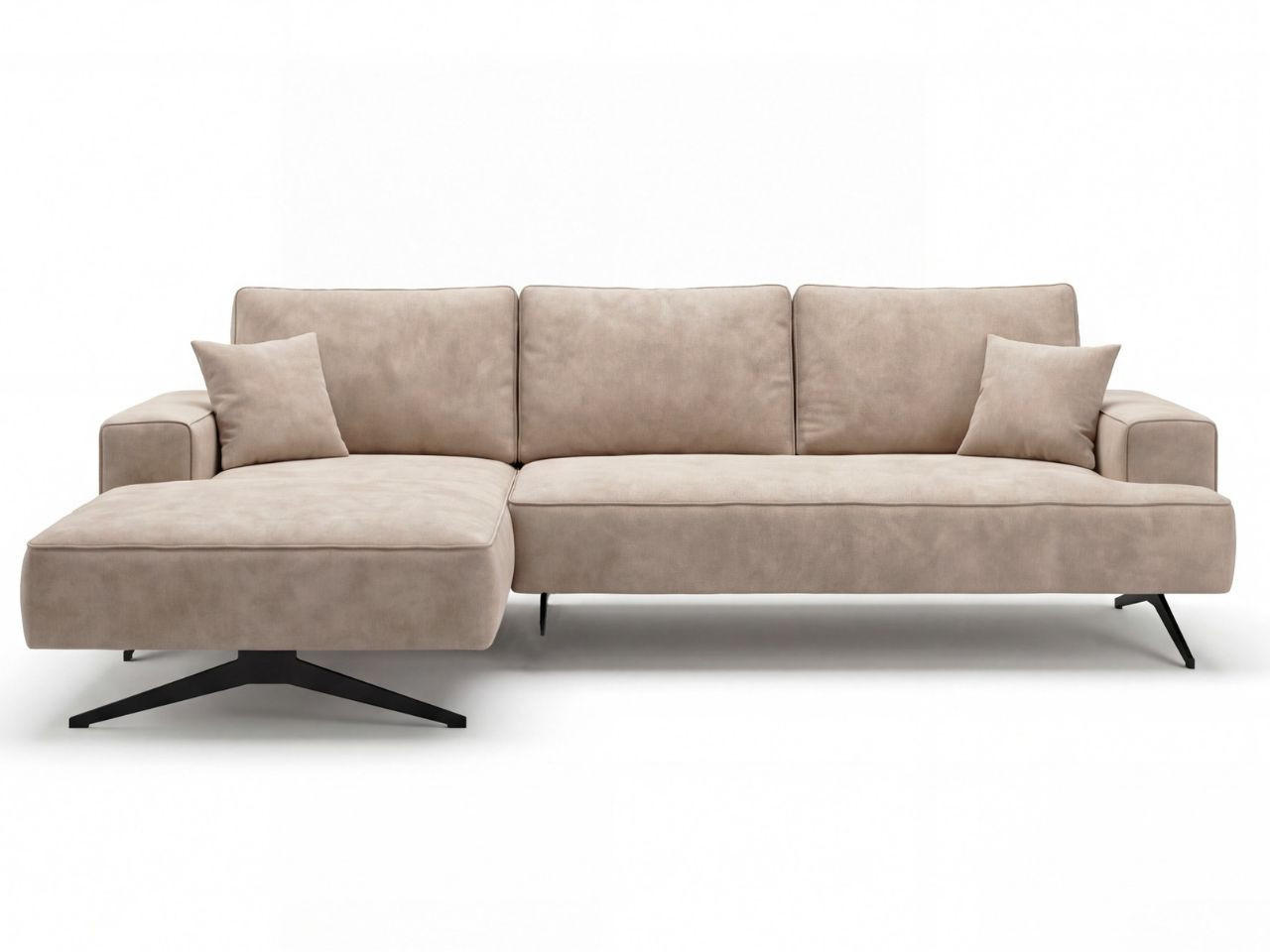 ECKSOFA Leto Beige Links - Beige/Schwarz, Holz/Textil (260/165cm) - Graingold