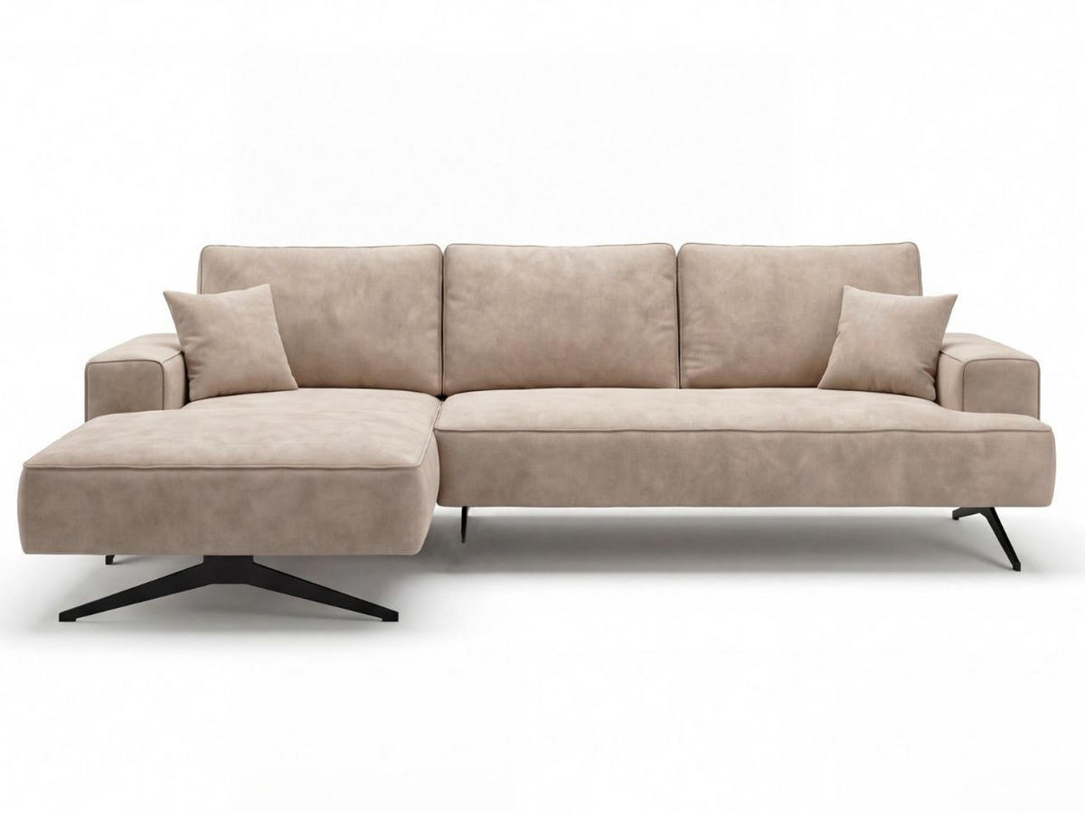 ECKSOFA Leto Beige Links - Beige/Schwarz, Holz/Textil (260/165cm) - Graingold