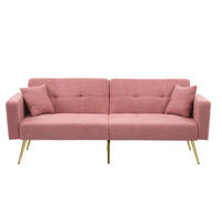 SCHLAFSOFA 175/64/72 cm Rosa Wollstoff mit Kissen und seitlichen Aufbewahrungstaschen - Rosa, Textil (64/72/175cm) - Oxeza
