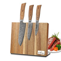 MESSERSET 3-TEILIG 8–16 cm - Braun, Holz/Metall - Wakoli
