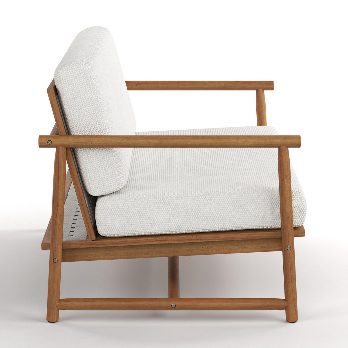 LOUNGEGRUPPE - 4-teilig - Akazie massiv / Webstoff - Akazie Braun / Creme - Creme/Akaziefarben, Holz/Kunststoff - home24