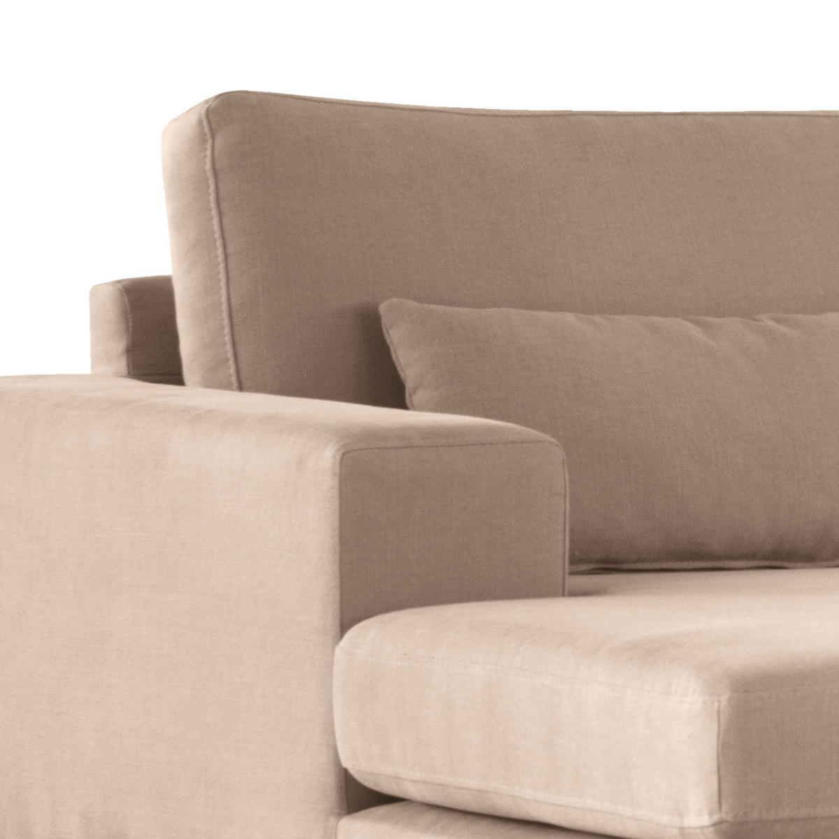 WOHNLANDSCHAFT mit Longchair - Taupe/Eichefarben, Naturmaterialien/Eichenholz (371/81/219cm) - home24