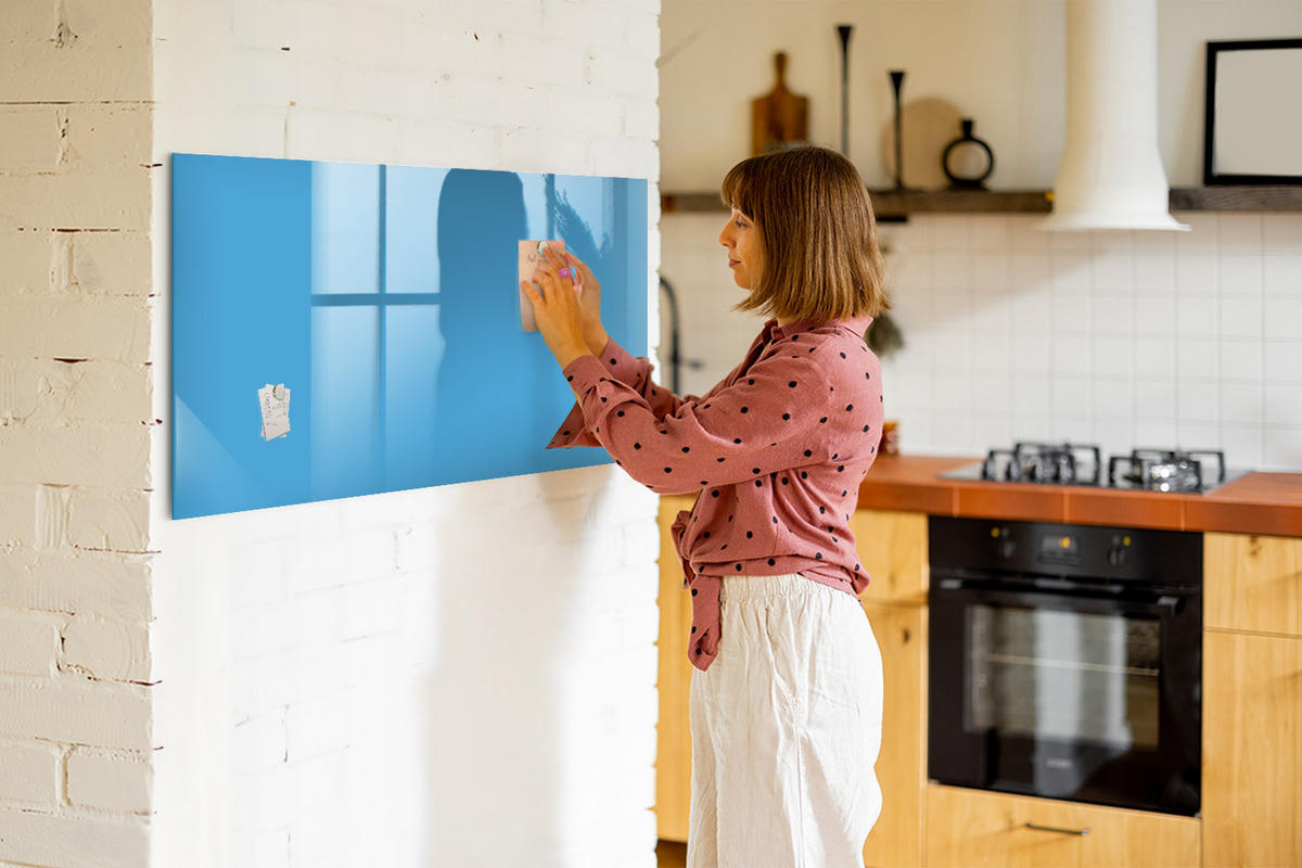 MAGNETTAFEL 120x60 Blau schwarzer Marker - Blau, Glas (120/0.4/60cm) - TULUP
