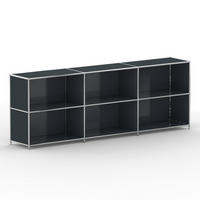 AKTENSCHRANK Büro, 6 offene Fächer, Breite 227 cm, Anthrazitgrau - Chromfarben/Grau, Metall (40/80.5/227.2cm) - Versee