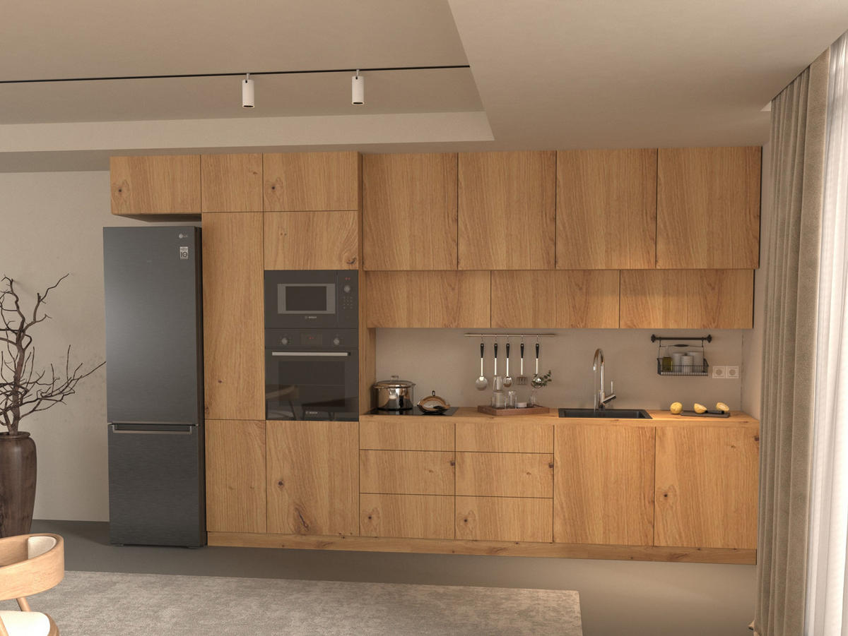 KÜCHENZEILE 400 - Langen KL4-M400 in Artisan Eiche - Eiche Artisan, Holz (400/248/58cm)