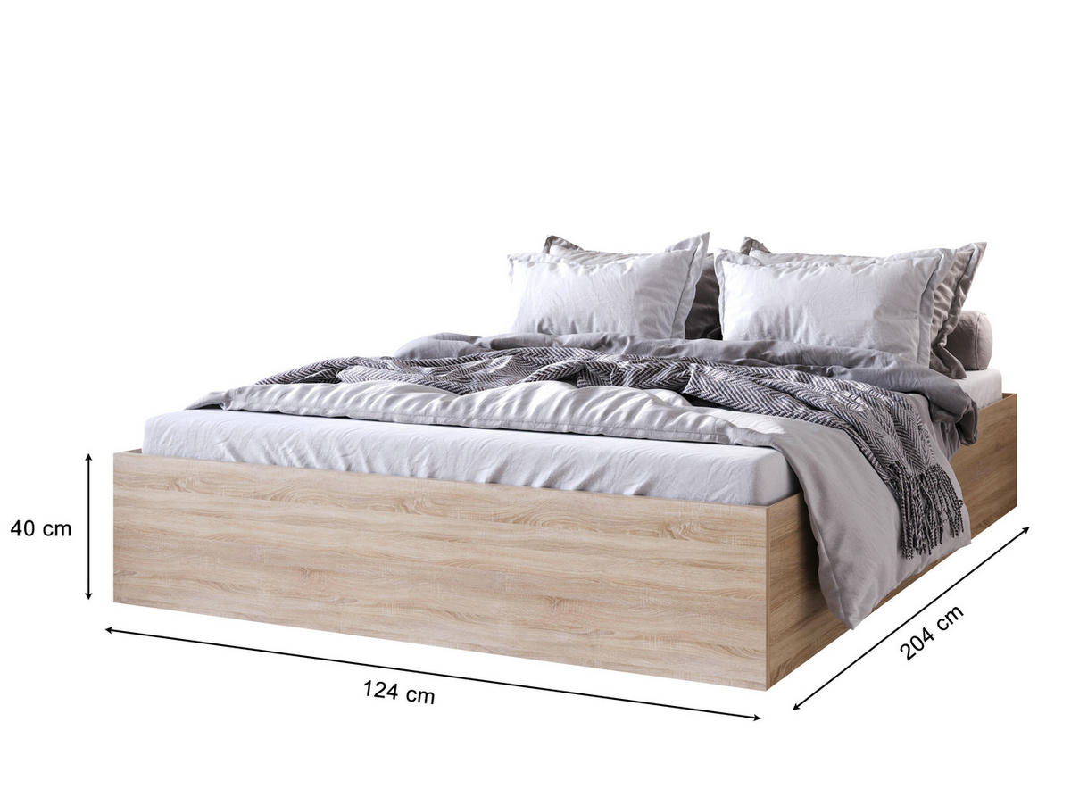 BETT Eiche Sonoma MOND Mit Bettkasten Und Matratze 120x200 cm - Beige, Textil (120/200cm) - Sepro Meble