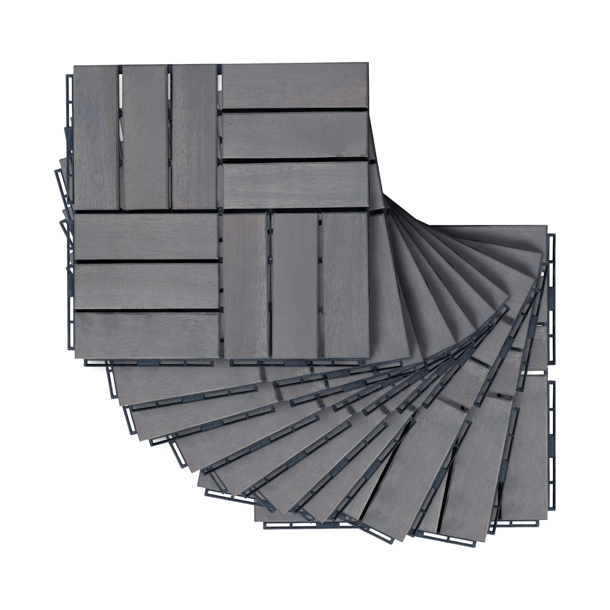 KLICKFLIESEN-SET 10 TLG. Alliste - Grau, Holz (30/30/1.9cm) - casa.pro