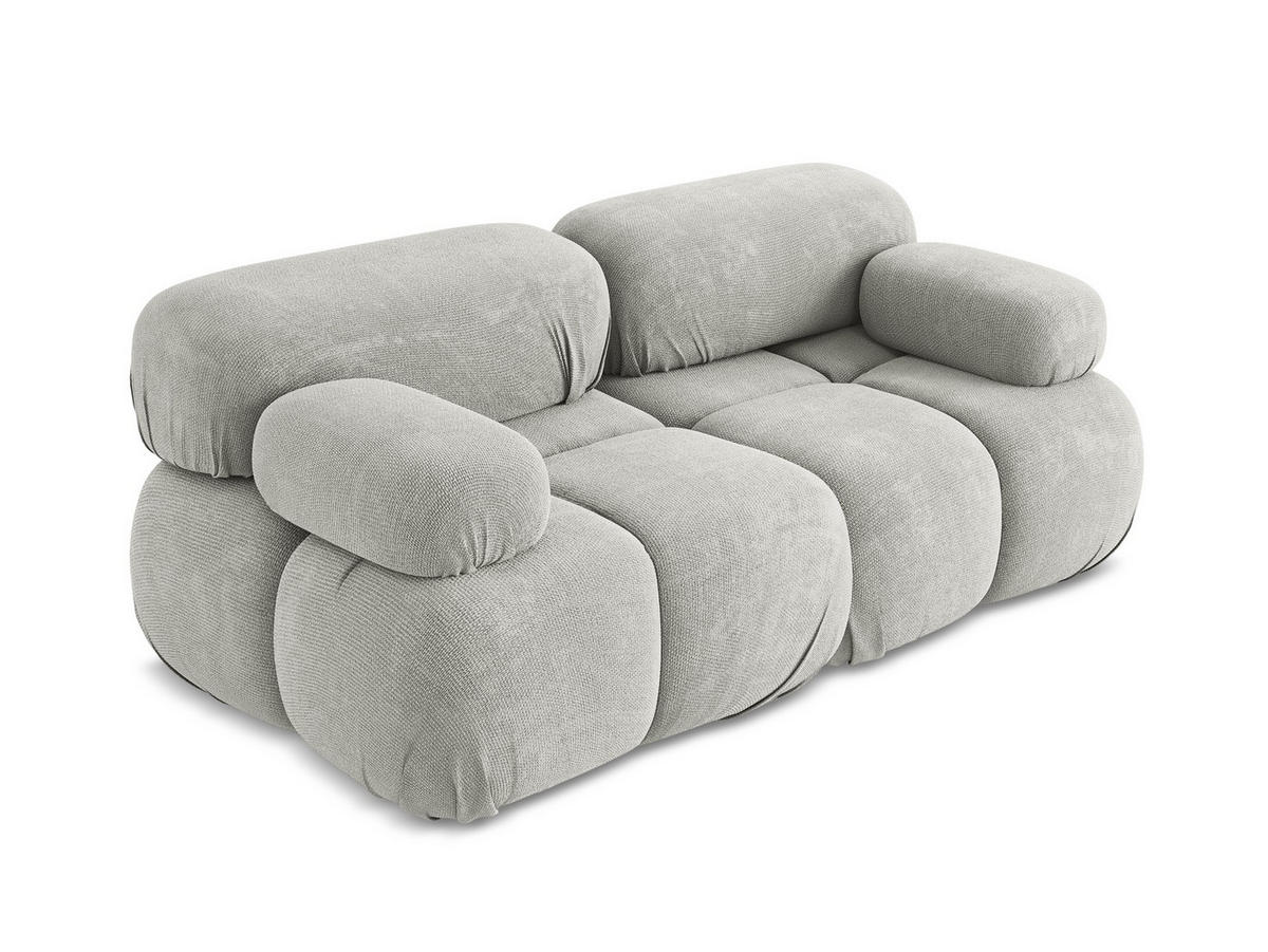 2-SITZER-SOFA Chenille Stoff Grau - Hellgrau/Schwarz, Kunststoff/Textil (190/70/96cm) - Makamii