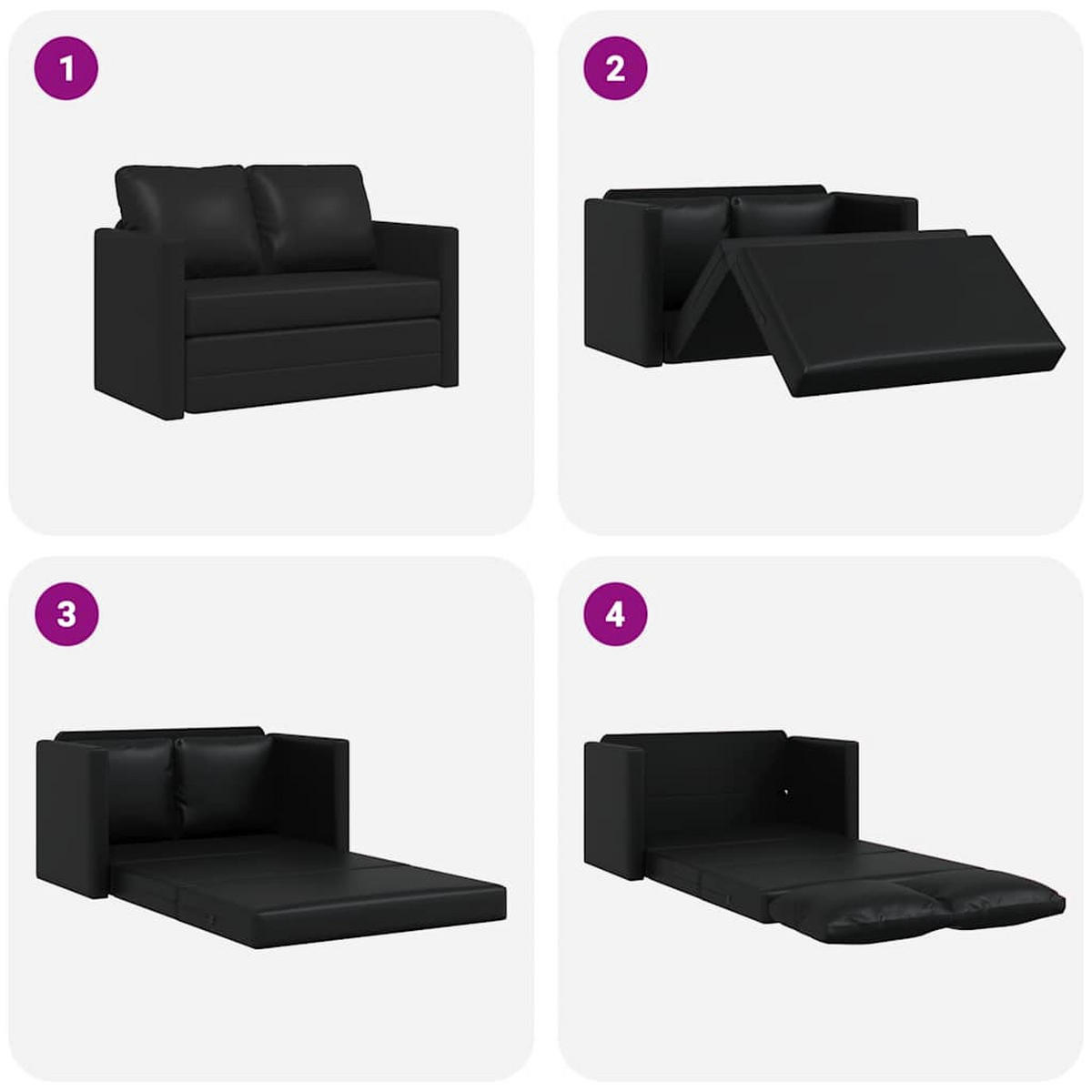 SCHLAFSOFA Taylor - Schwarz, Leder (112/60/55cm) - Nettlife