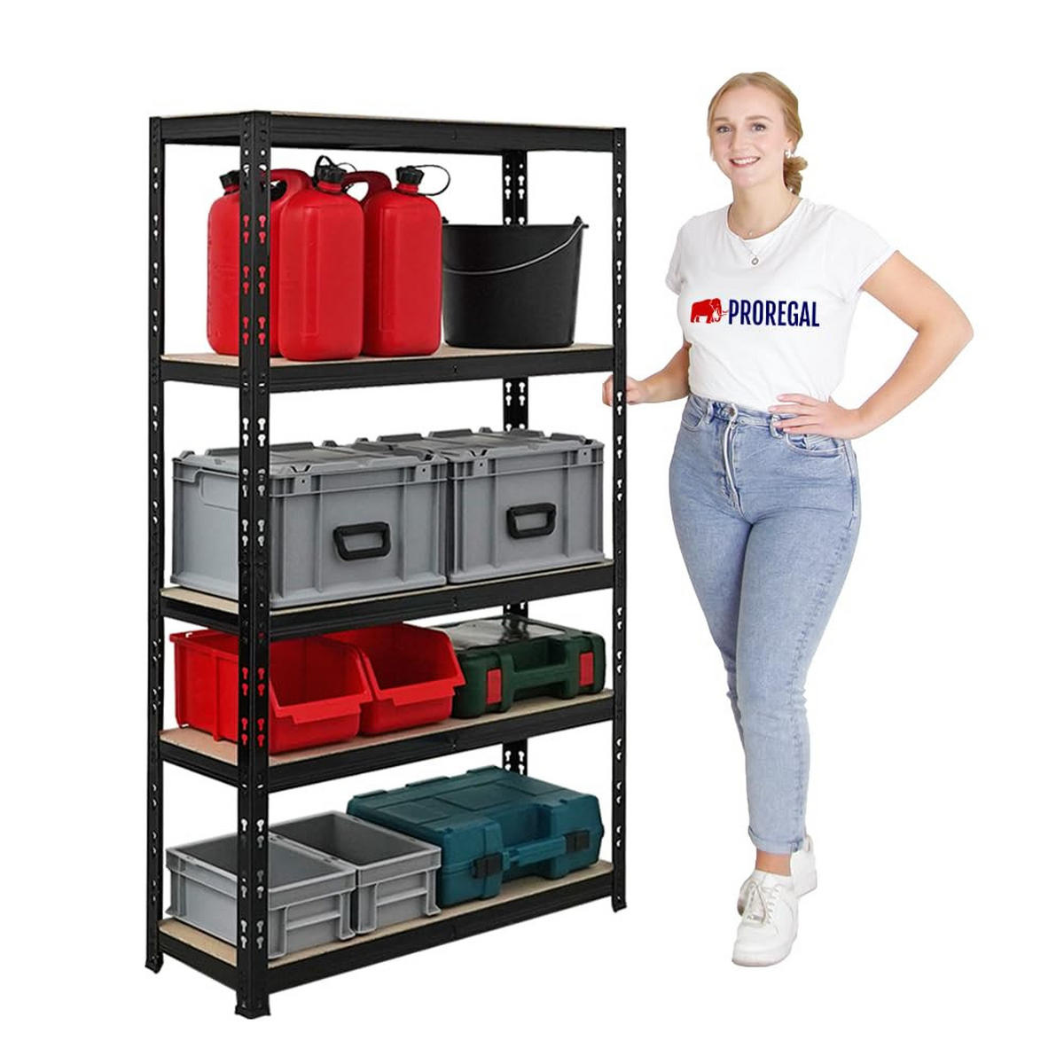 SCHWERLASTREGAL Apollo 2er-Set mit 2x 150x90x30 cm Fachlast 175 kg Schwarz - Schwarz, Metall (180/150/30cm) - PROREGAL