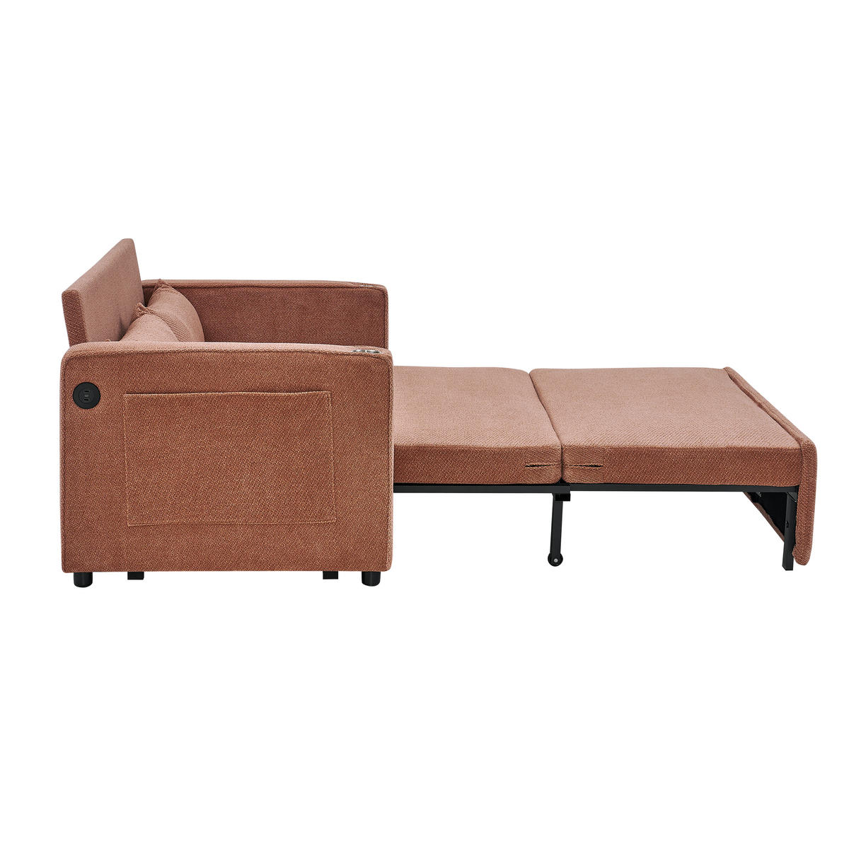 SCHLAFSOFA 134/82/73 cm Orange mit USB Charging und Aufbewahrungstasche - Orange, Textil (134/73/195cm) - Oxeza
