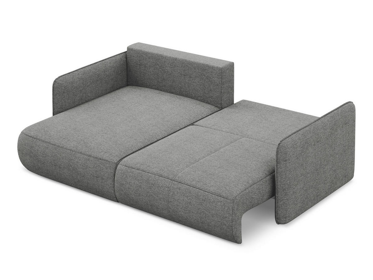 ECKSOFA mit Schlaffunktion Chenille Stoff Grau - Schieferfarben/Schwarz, Kunststoff/Textil (148/207cm) - Makamii