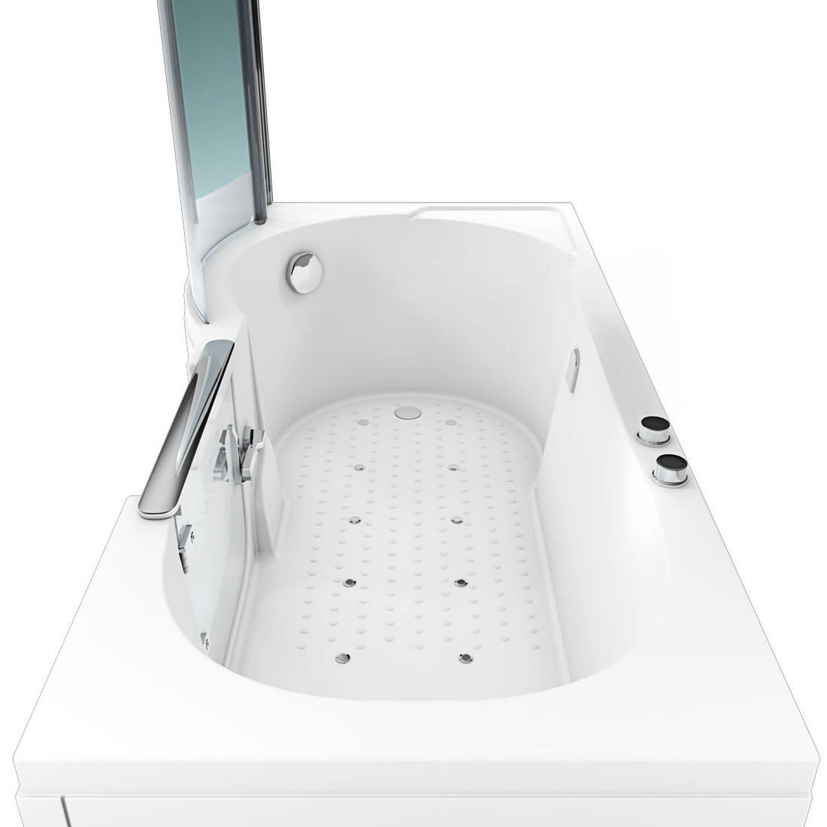SENIORENDUSCHE Whirlpool mit Tür S12D-AIR-R - Weiß, Glas/Kunststoff (170/200/85cm) - AcquaVapore by Sandra Jentho