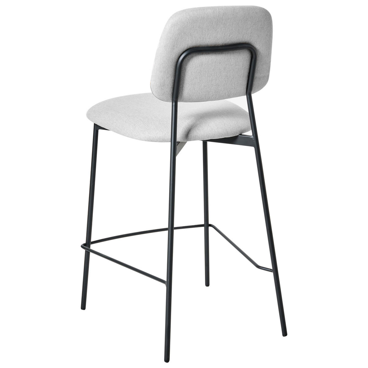 BARSTÜHLEN 2er-Set Hellgrau Duette - Hellgrau/Schwarz, Textil (45/96/48cm) - Beliani