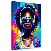 LEINWANDBILD Abstrakt Frau DJ Musik 80x120cm - Multicolor, Textil (80/120cm) - Feeby