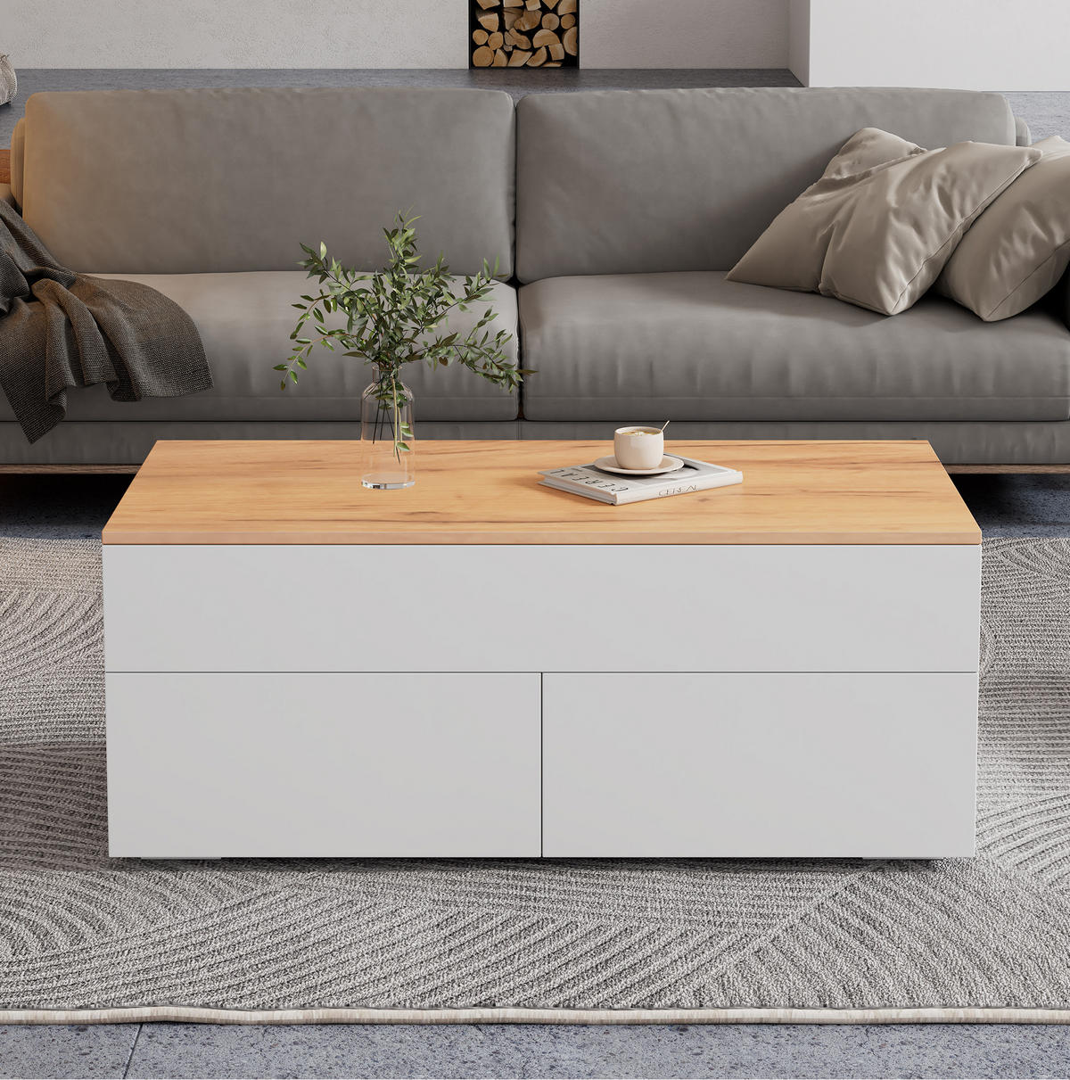 KLUBSKA miza iz iverne plošče, 100/50/40 cm bela, nastavljiva po višini s predali - bela, leseni material (100/50/40cm) - BEAOK