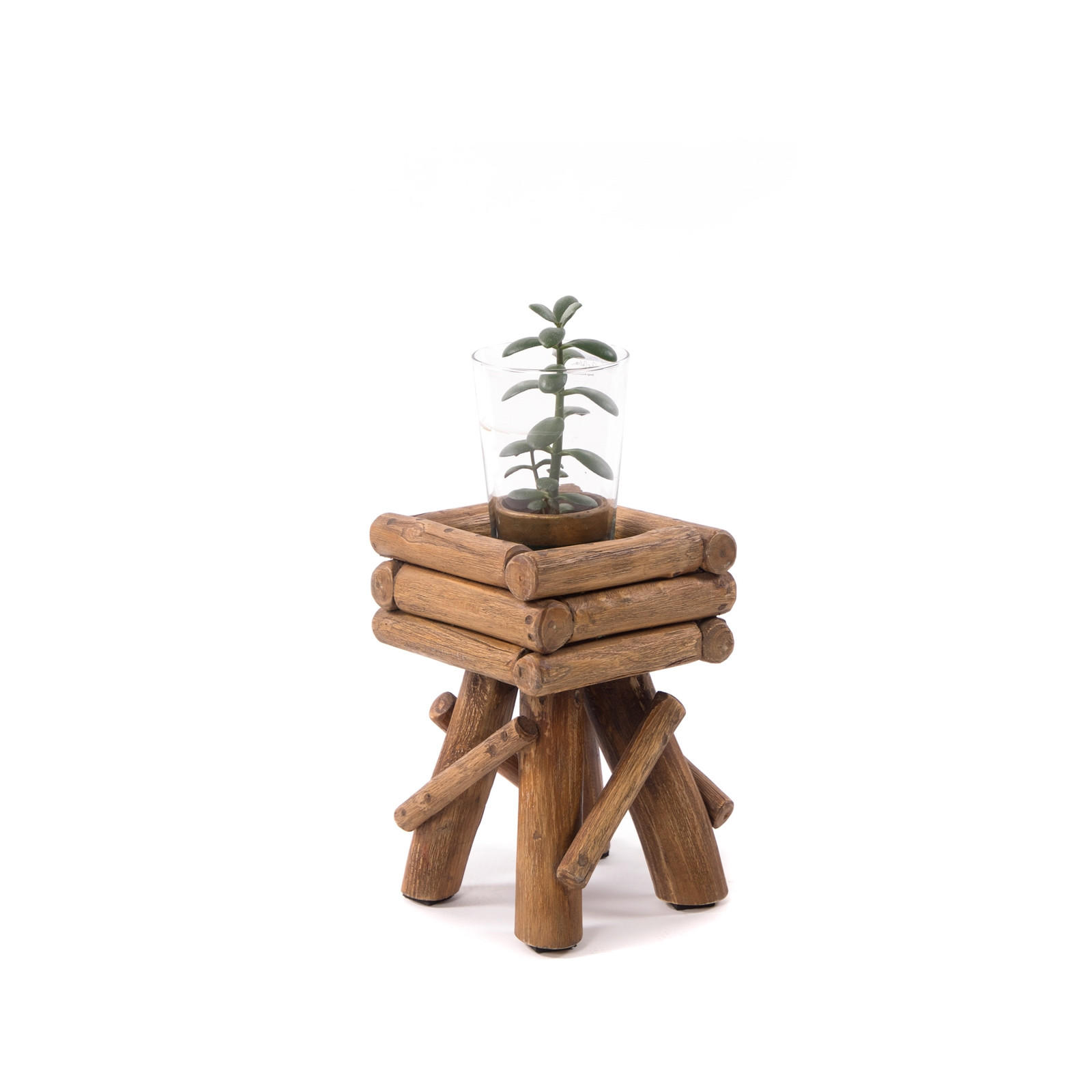 BLUMENTISCH Twist Teakholz - Naturfarben, Holz (20/20/30cm) - DESIGN DELIGHTS