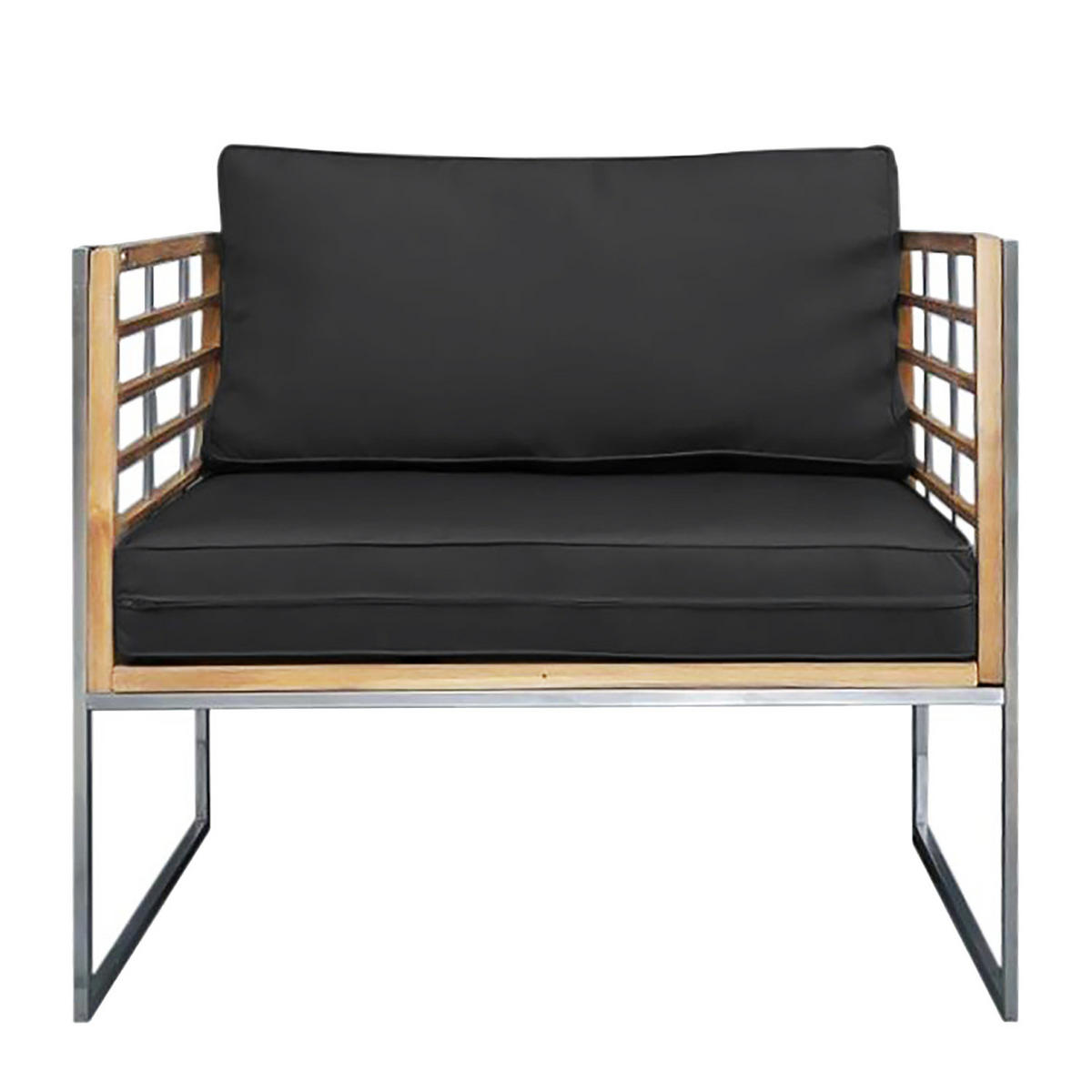 LOUNGESET - 6-teilig - Webstoff / Teak massiv - Anthrazit, Holz/Textil - home24