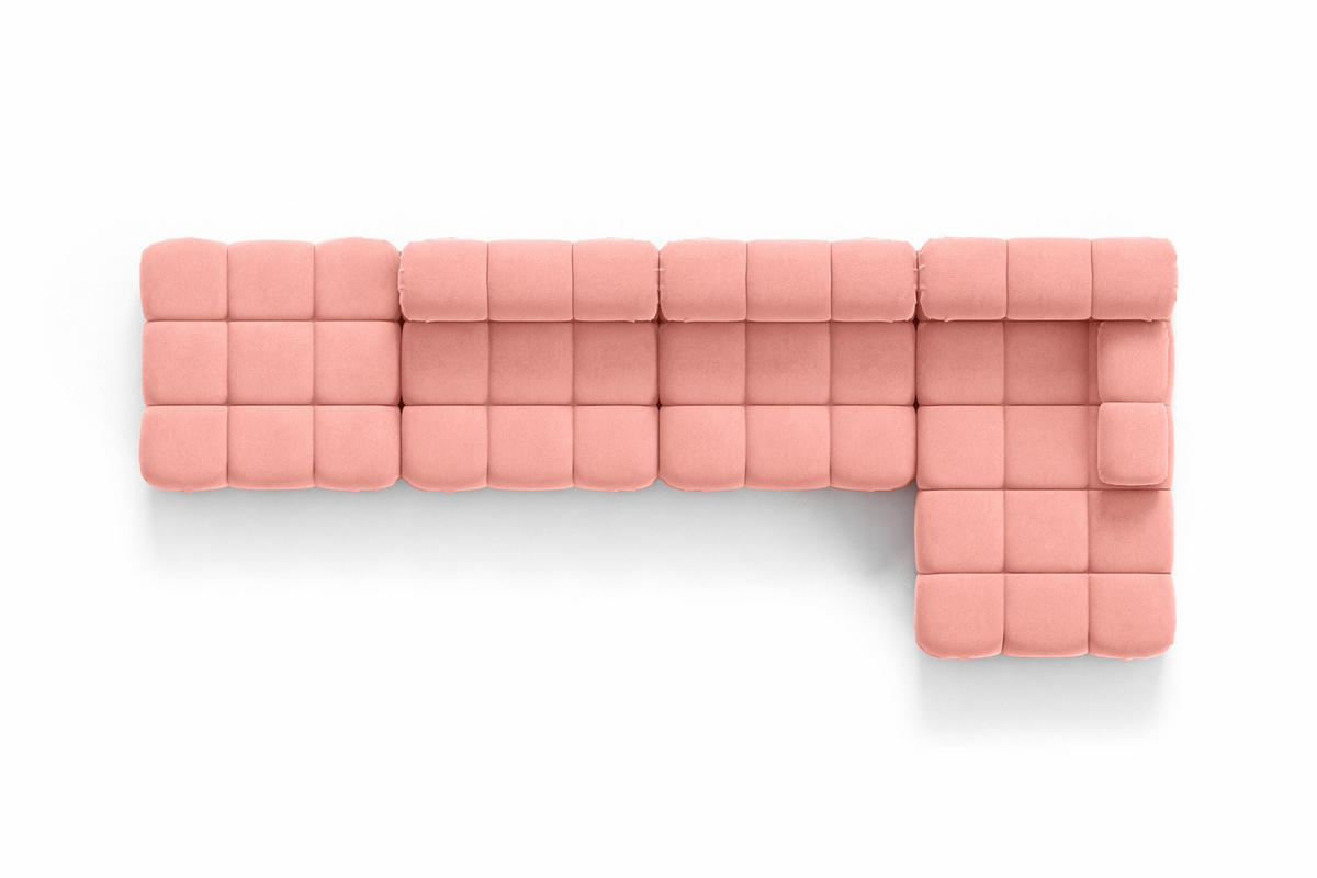 ECKSOFA L-Form XL, Stoff Velours Salvador, Rosa, Rechts, Selia L XL - Pink, Holz (380/160cm) - Kaiser Möbel