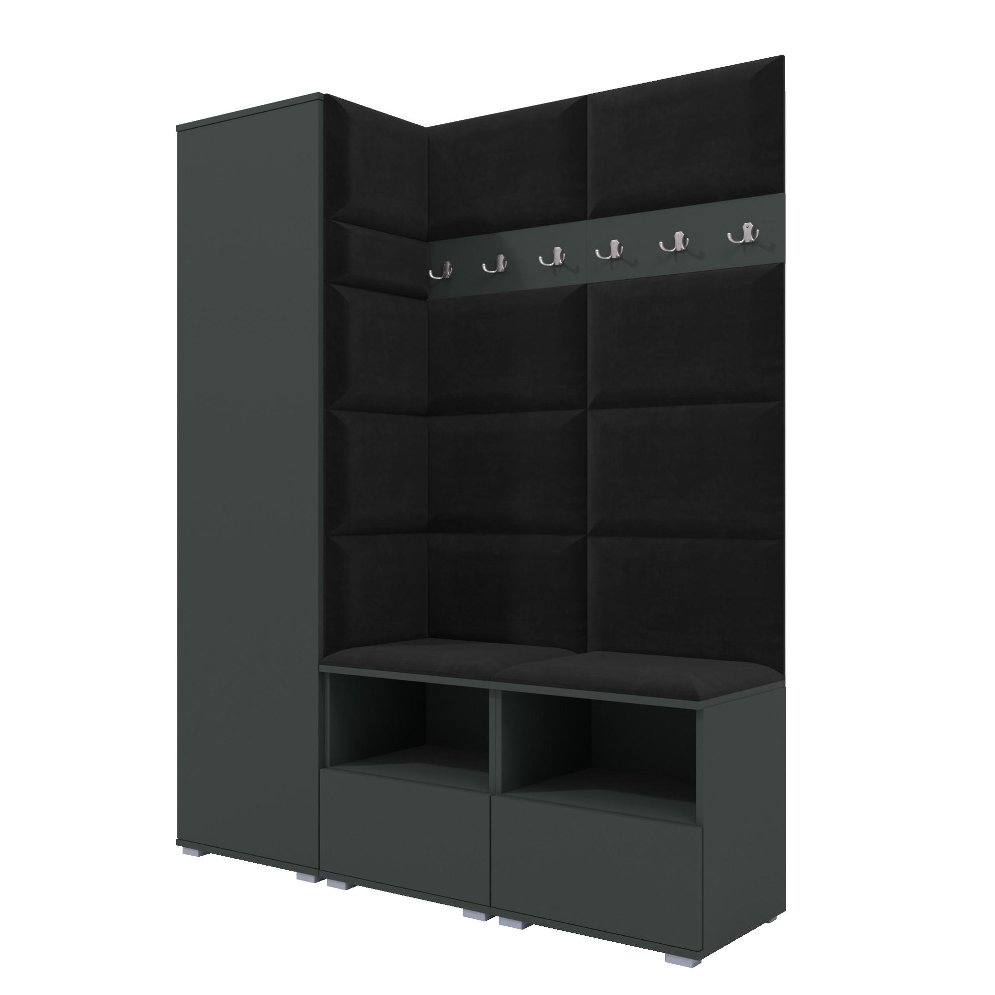XXXLutz Garderoben-Set Graphit, Schwarz 150x187x40 cm