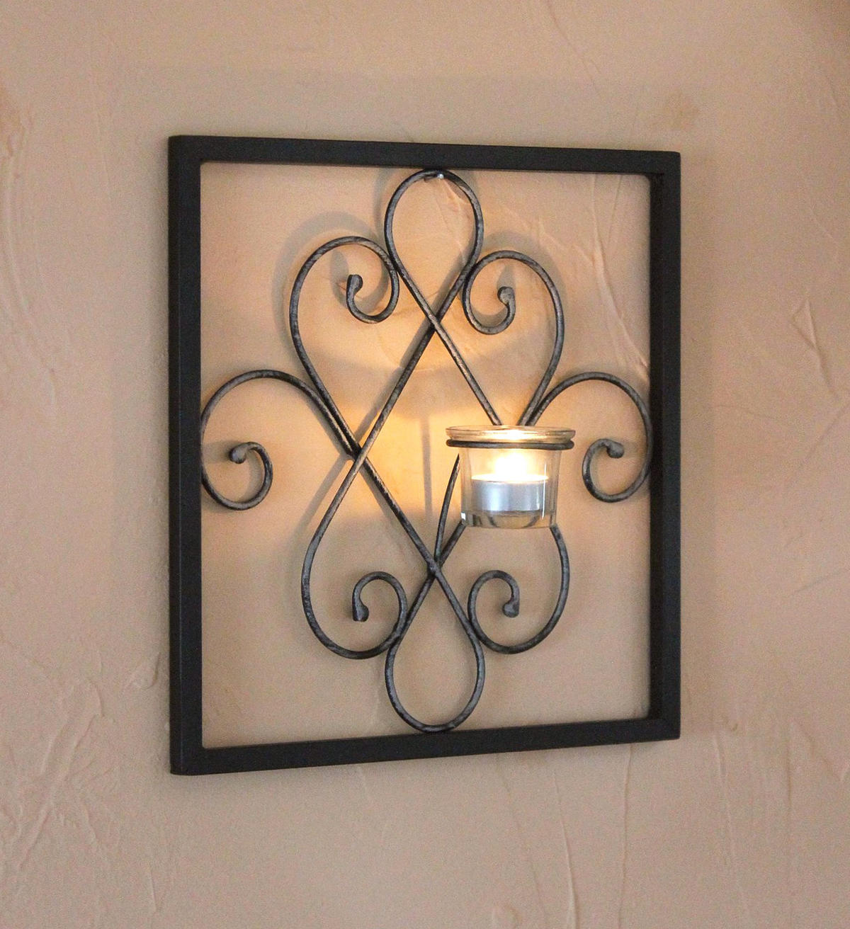 WANDTEELICHTHALTER Arabika Metall Schwarz 31 cm - Schwarz, Metall (1cm) - DanDiBo