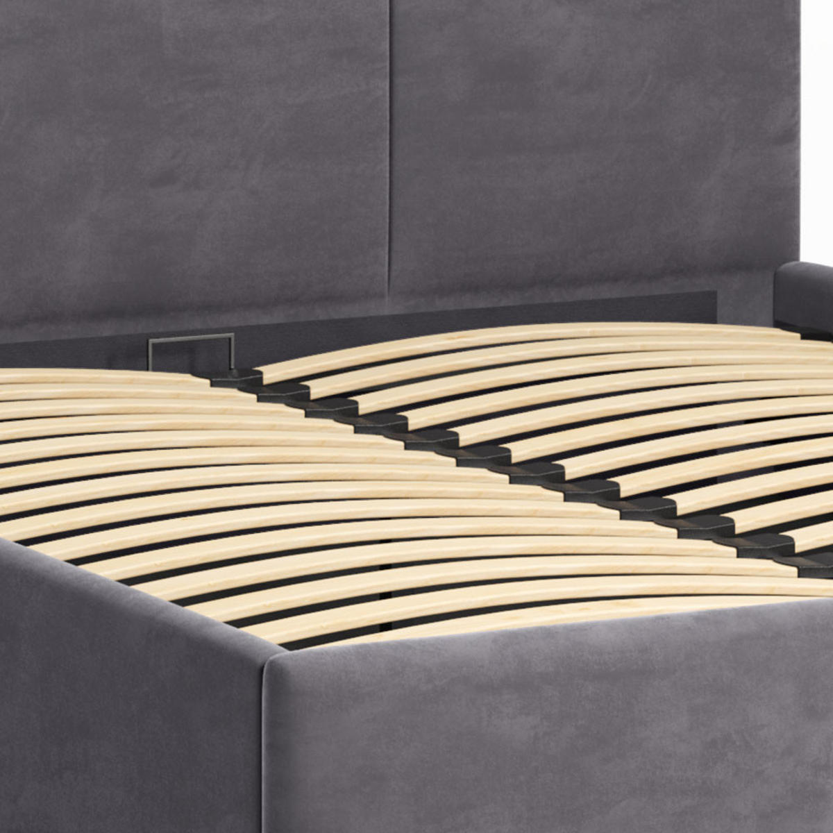 POLSTERBETT 140×200 cm mit Bettkasten und Lattenrost Nela HLR-21 Grau Velours - Dunkelgrau, Holz/Textil (140/200cm) - Jana