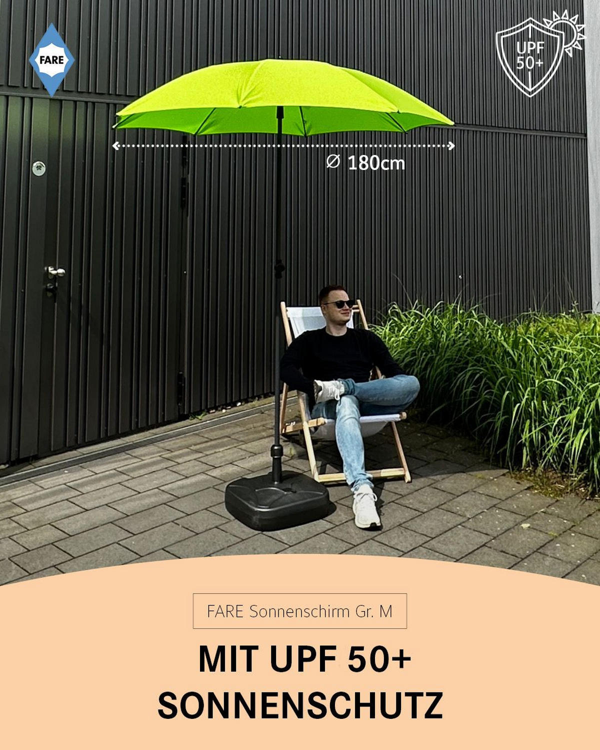 SONNENSCHIRM 180/180/126 cm - Grün, Kunststoff (180/180cm) - FARE