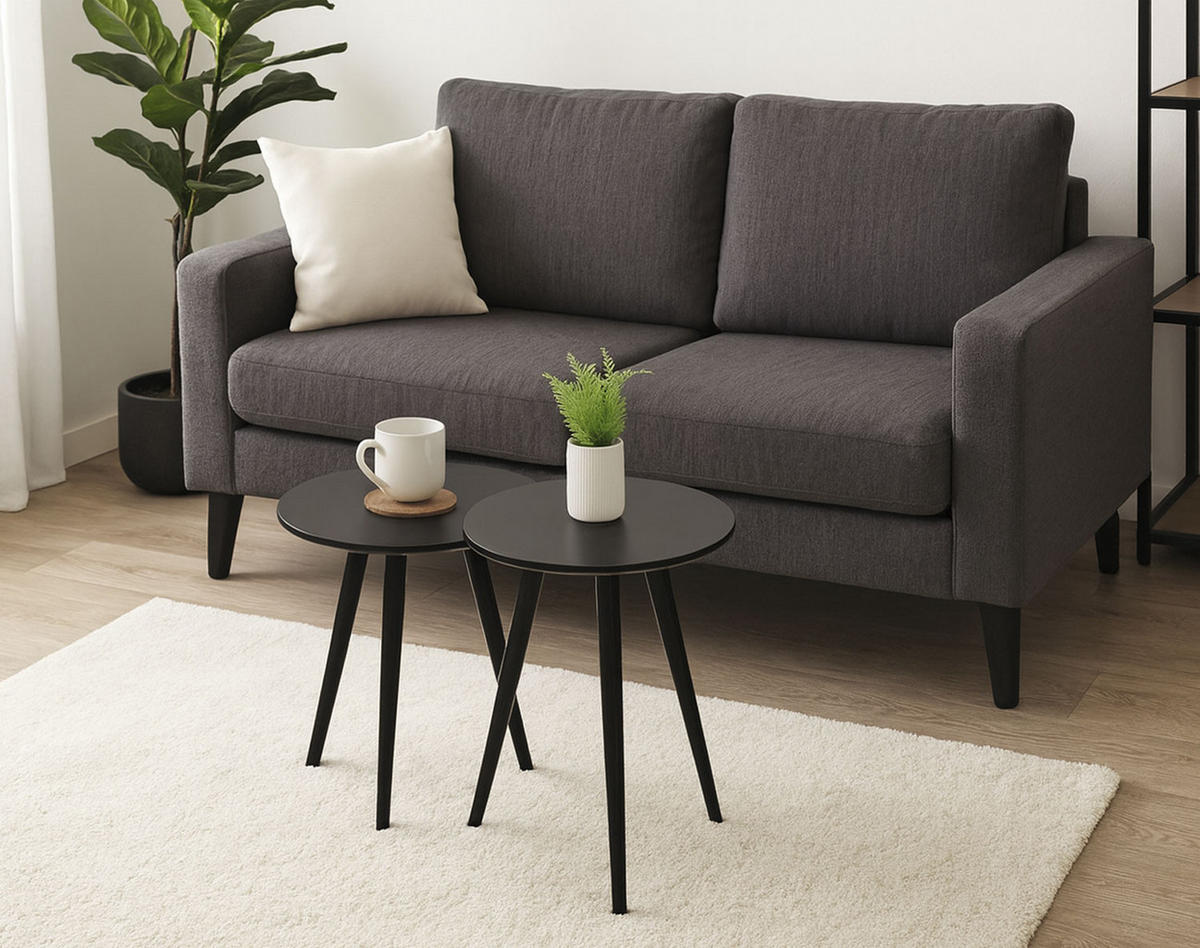 COUCHTISCH Cleo schwarz 40 / 40 / 45cm & 50 / 50 / 50cm (2er-Set) - Schwarz, Holz/Holzwerkstoff (50/50/50cm) - Feldmann-Wohnen