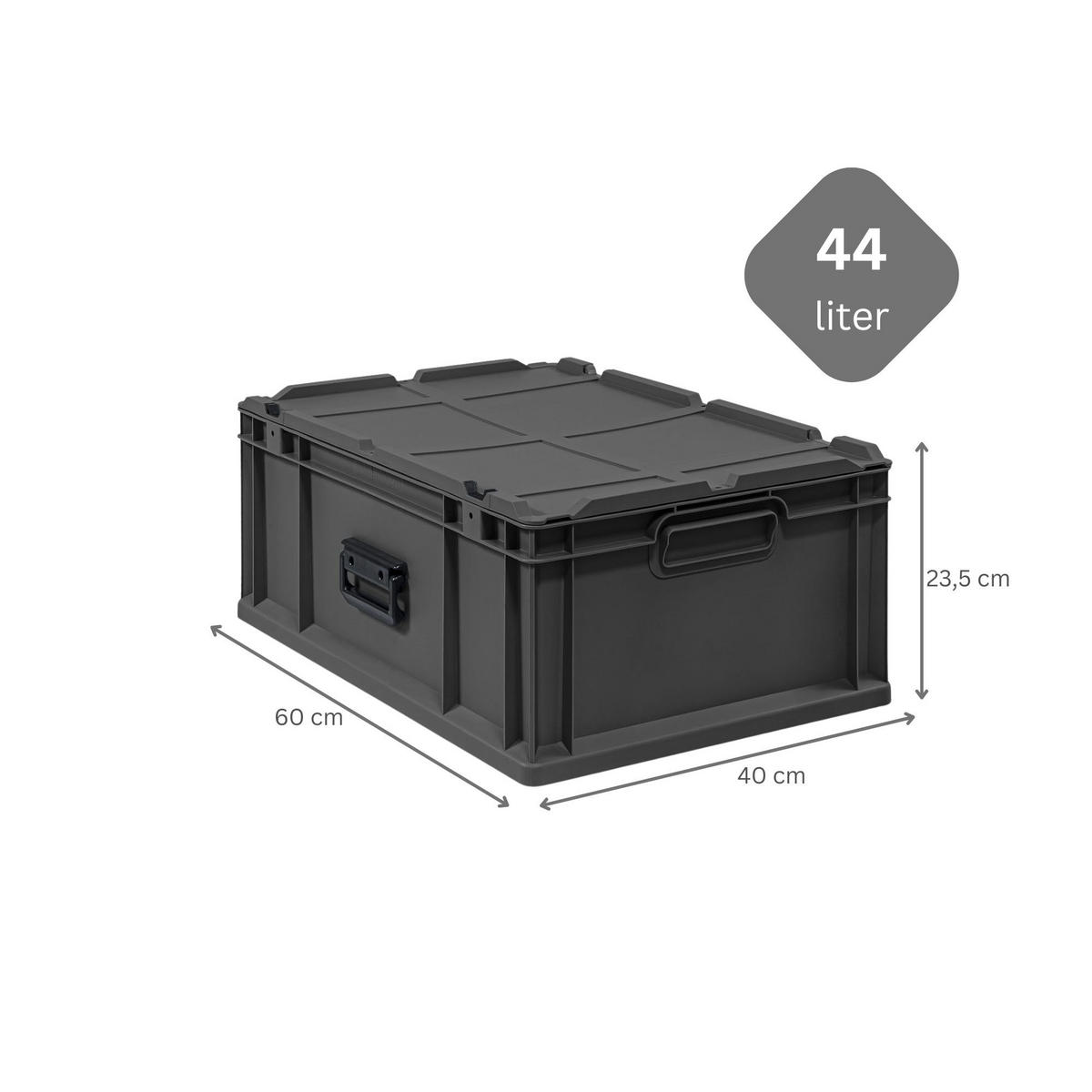 EUROBOX 5x NextGen Portable, HxBxT 23,5x40x60cm, 44 Liter, Schwarz - Schwarz, Kunststoff (40/23.5/60cm) - PROREGAL