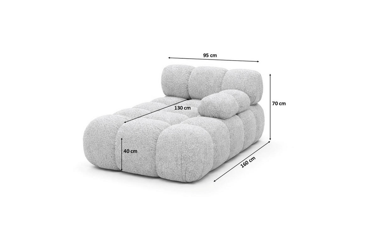 CHAISELONGUE Modular, Bouclé-Stoff Abriamo, Hellgrau, Rechts, Selia - Hellgrau, Holz (95/70/160cm) - Kaiser Möbel