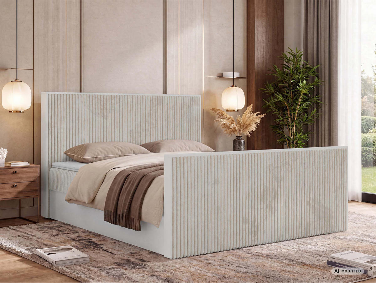 KONTINENTÁLNÍ POSTEL TRAVIT DUO 200/200 - Béžová Manšestr - Topper Visco - H3 - černá/béžová, textil/plast (200/200cm) - MKS