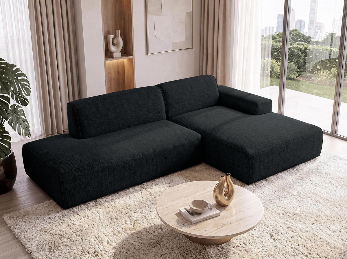 ECKSOFA L Form Didim Duo Dunkelgrau 288/162/80 cm – stilvolle kleine Eckcouch Rechts - Dunkelgrau/Schwarz, Kunststoff/Textil (162/288cm) - AX Living