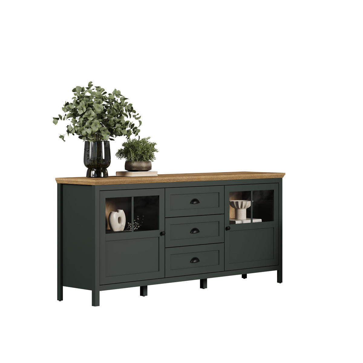 SIDEBOARD Stanton Grün - Grün, Holzwerkstoff (185/185/86cm) - Trendteam