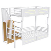 ETAGENBETT 90/200 cm DE-32555 mit LED und Stauraumtreppe Weiß - Weiß, Metall (90/200cm) - ComfortXL