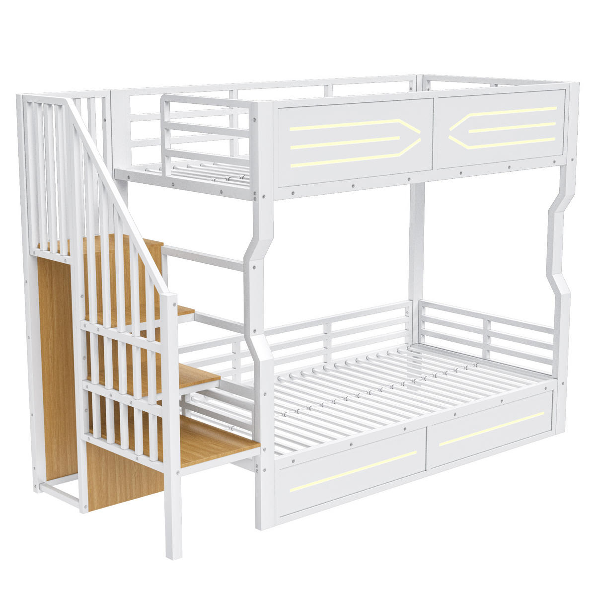 HOCHBETT 90x200 cm LED Stauraum weiß - Weiß, Holzwerkstoff (90/200cm) - Fortuna Lai