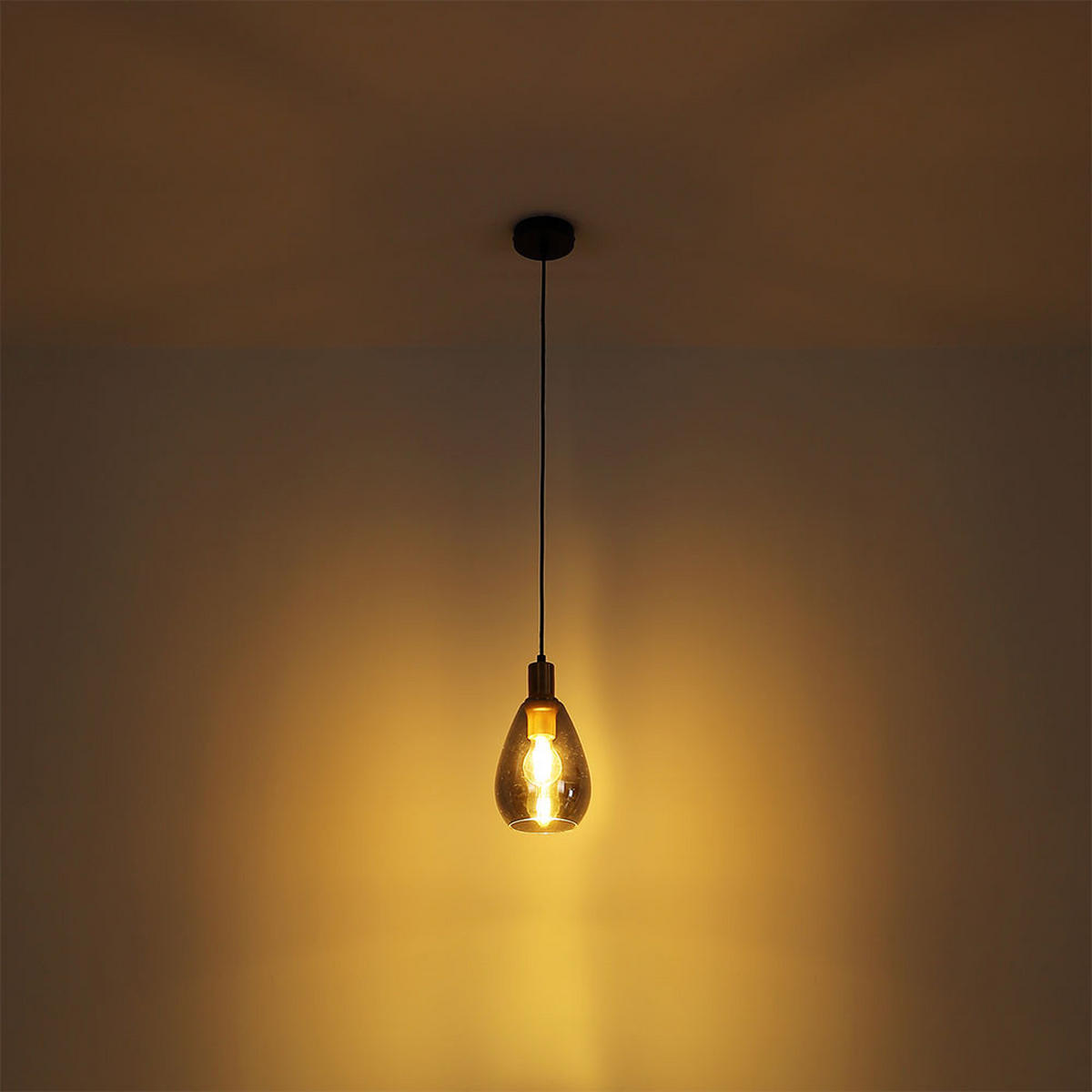 LED HÄNGELEUCHTE Fanni Metall Schwarz - Schwarz, Glas (15/15/120cm) - Globo Lighting